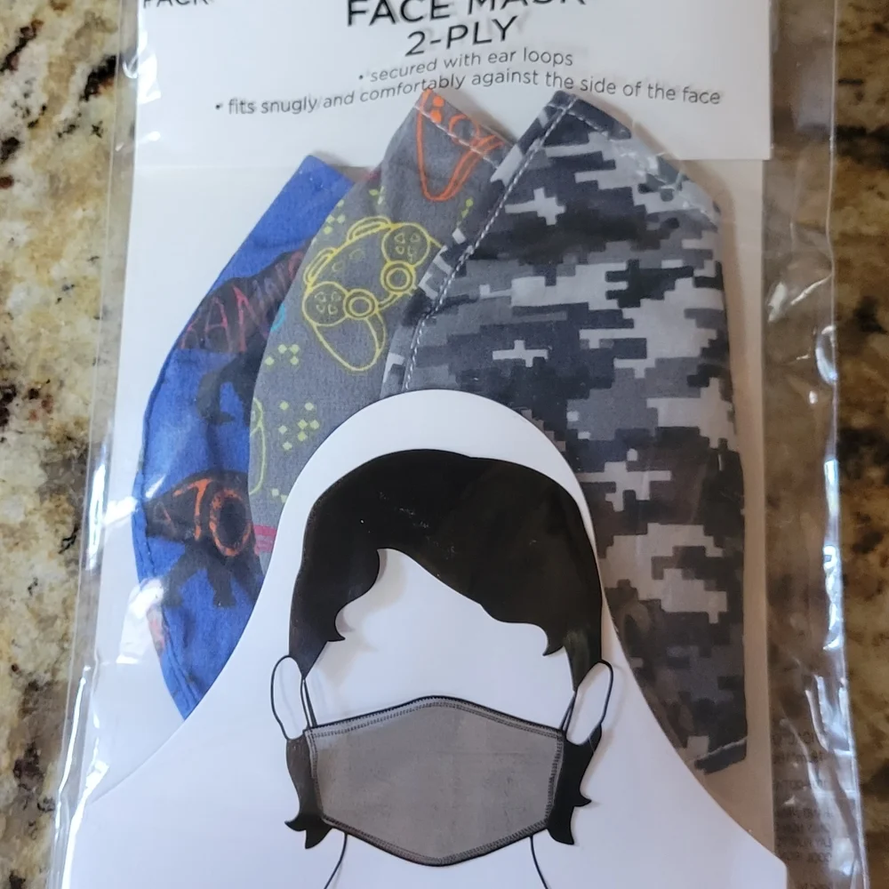 NEW WELLNESS 3PK FACE MASK FOR KIDS AGES 5-8